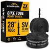 BikePeak 2x Camera d'aria flessibile per bicicletta, 28 pollici, valvola Presta nera 40 mm, ETRTO 28/47-622/635, 2 pezzi Monty Shasta