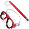 Sosoport Maschera da Snorkeling per Tubo Respirazione Rosso | Lenti ad Alta Definizione e Trattamento Antiappannamento, Silicone Alimentare e Copertura Naso, per Piscina e Allenamento