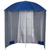 Outsunny Ombrellone da Spiaggia con Tenda Integrata, in Metallo e Poliestere, Ø220x220 cm, Blu