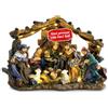 Avilia HolyGlow Presepe Luminoso LED con Capanna Rustica e Natività | Presepe completo in poliresina con Sacra Famiglia, Re Magi, pastori e animali, luci LED on/off, a batterie, 23x11,5x17 cm