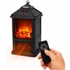 Avilia Camino Elettrico da Tavolo 1000W, Effetto Fiamma 3D e Telecomando | Caminetto elettrico e stufa elettrica compatta 32x18,5x18,5 cm con timer fino a 12 ore, stufetta per casa nera