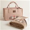 BenasciuttiCasa Plaid in pile 130x160 Ricci nocciola con agnellino e Borsa in Feltro