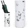BAKAJI Portaombrelli Ferro Design Rotondo Stand Bianco Vaschetta Salvagoccia
