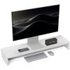 EasyComfort Supporto per Monitor con 2 Vani Contenitore in Legno, 100x27x15 cm, Bianco
