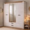 Dmora Guardaroba Grande Izumo 199x207h cm Bianco Larice 2 Cassetti 5 Ripiani, Armadio Camera da Letto Appendiabiti