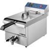 SARO FT 13 - Friggitrice da 13 l, con rubinetto di scarico, vasca arrotondata con zona fredda, regolazione della temperatura da 0 a 180 °C, elemento riscaldante estraibile, da 3,3 kW