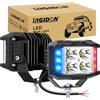 RIGIDON 2x faro da lavoro led, 4 pollici 35W 3500lm strobo blu rossa bianca | 12V 24V, luce lampeggiante di emergenza, barra led fuoristrada, per auto trattore escavatore camion SUV ATV 4x4, impermeabile