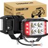 RIGIDON 2x faro da lavoro led, 4 pollici 35W 3500lm strobo rossa bianca | 12V 24V, luce lampeggiante di emergenza, barra led fuoristrada, per auto trattore escavatore camion SUV ATV 4x4, impermeabile