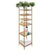Avilia Mensola- Scaffale a Colonna 2+4 Posti, Salvaspazio in Legno di Bambù per Bagno, Camera e Salotto 35x32x145cm, Eco-Sostenibile
