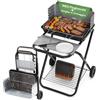 Avilia Barbecue Carbonella Portatile Pieghevole con Ruote, Griglia 54x38 | Barbecue da esterno in acciaio con coperchio, griglia barbecue ampia, 2 ruote, per giardino, terrazza e campeggio, nero