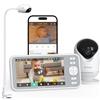 Dr.Care Baby Monitor WiFi 1080p 5", App, supporto a clip, allarme movimento | Rilev. temp/umidità, allarme zona,batteria rimov. 5000mAh, portata 390m,visione nott. HD, audio bidirezionale, VistaView Lite