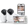 Dr.Care Baby Monitor WiFi 1080p, 2 telecamere, 4", App, allarme & 3000mAh | Avviso movimento/zona, audio bidirezionale, portata fino a 390 m, visione notturna HD, rilevamento T°/umidità, VistaView Lite