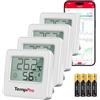 TempPro Termometro igrometro digitale Bluetooth da 80 m | Con controllo app, misurazione della temperatura e dell'umidità ± 0,5 °C, display comfort e allarme per casa e ufficio