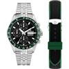 Philip Watch Orologio Uomo, Automatico, Cronografo, Analogico, Cinturino in Acciaio, Collezione Caribe Special pack con Cinturini in Silicone - R8243607026