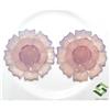 SBI Gems 23X23 Mm, 27X27 Mm Calcedonio Naturale Intagliato A Mano 2 Design Paio Gemme