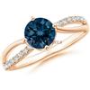 Artik Jewels Naturale London Topazio Blu Con Rosa Placcato Oro 925 Argento Anello #3883