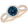 Naturale London Topazio Blu Con Rosa Placcato Oro 925 Argento Anello #3896