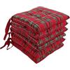 Generico Set 6 Cuscini Sedia Coprisedia Tartan Scozzese 4 Punti Imbottiti Laccetti
