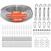 VEVOR Kit di Cavi Metallici da 4,76 mm, Lunghezza 61 m, Cavo in Acciaio Inossidabile 304, Resistenza alla Rottura 2,9 KN, Struttura a 7 x 7 Fili, per Sistema di Ringhiere per Ponti, Luci a Stringa