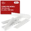 LouMaxx Cunei per mobili Set da 20 | Cunei di arresto 8 x 20 x 100 mm in bianco | Cunei di compensazione in plastica con punti di rottura teorici integrati