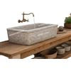 Mondo Artistica Lavandino Da Esterno per cucina da esterno, Lavabo Per Giardino, Pilozzo, Vasca Unica, Fontana, Altezza 22 cm, Larghezza 80x40 Cm, In Cemento Bianco E Graniglia Di Marmo, Grigio