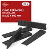 LouMaxx Cunei per mobili Set da 20 | Cunei di arresto 8 x 20 x 100 mm in nero | Cunei di compensazione in plastica con punti di rottura teorici integrati