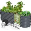 HOFGARTEN 200x60x60 cm Orto Rialzato da Esterno - Letto da Giardino 6-in-1 - Cassone per Aiuola in Acciaio Zincato con Fondo Aperto - Inossidabile & Durevole - Kit Fioriera per Terrazzo (Antracite)