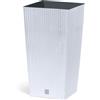 IMJ-Global Vaso Fioriera per piante Fiori DRTS H42,1 Simil Rattan da interno esterno Quadrato Alto Bianco 16,3 Litri 22,5x22,5x42,1 cm design Moderno in plastica da balcone