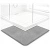 BOBILIFE Tappetino da bagno a forma di L, tappeto doccia ad angolo morbido, tappetino antiscivolo da bagno grigio 80x80 cm, adatto per docce e vasche da bagno ad angolo