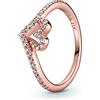 PANDORA Anello Cuore Desiderio scintillante, placcato in oro rosa 14k, con pietre di zirconia cubica incolori