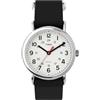 Timex Orologio Weekender da uomo da 38 mm con cinturino in tessuto nero e quadrante bianco