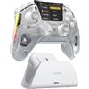 FIEHDUW NO DRIFT ManbaOne Interactive Screen Gaming Controller for PC/Switch/Switch 2/iOS/Android, 1800mAh Hall Effect Controller with LED, Mapping Buttons, Charging Dock (Silver White)