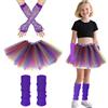 AffeGifts Costumi Accessori Anni 80 Vestiti, Scaldamuscoli Bambin Ragazze Neon Leg Warmers Reti da Pesca Guanti e Fancy Dress Tutu per Gli Anni '80 Festa A Tema Festa Discoteca Costume Carnevale