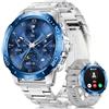 LIGE SMART Smartwatch Uomo, 1,43" Amoled Orologio Smartwatch con Torcia/ 800mAh, Impermeabile IP68, Monitoraggio Cuore/Sonno,200+ Modalità Sportive Fitness Orologio Sportivo per iOS/Android, Argento