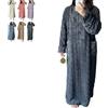 LXSNZARUY Vestiti da casa invernali da donna in velluto di corallo, caldo addensato pile indumenti da notte allentati, tinta unita tasca girocollo lunga camicia da notte