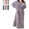 LXSNZARUY Vestiti da casa invernali da donna in velluto di corallo, caldo addensato pile indumenti da notte allentati, tinta unita tasca girocollo lunga camicia da notte