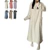 LXSNZARUY Vestiti da casa invernali da donna in velluto di corallo, caldo addensato pile indumenti da notte allentati, tinta unita tasca girocollo lunga camicia da notte