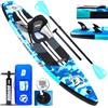 DURAERO Tavola gonfiabile da Stand Up Paddle, 330 x 76 x 15 cm, portata fino a 150 kg, supporto per cam, 3 pinne, doppia pagaia regolabile, accessori completi, blu mimetico