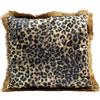 Kare Design Cuscino decorativo Leo Fringe, marrone, 45x45cm | effetto velluto, con cerniera, lavabile in lavatrice, sfoderabile, stile lussuoso, per divano poltrona letto