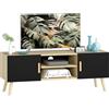 HOMCOM Mobile TV fino 50 pollici 2 armadi 110x36.2x42 cm Rovere nero | Mobile TV in legno, Panchina TV, con ripiani, Gestione cavi, per soggiorno, camera da letto
