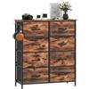 HOMCOM Cassettiera 8 cassetti in tessuto, Marrone rustico | Comò, unità di stoccaggio alta, 4 tasche, 2 ganci, telaio in acciaio, soggiorno, corridoio