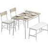 HOMCOM Set tavolo da pranzo con 2 sedie & panca Rovere Bianco | Set da pranzo nordico per 4 persone con sedie imbottite, ottimo per piccoli spazi abitativi