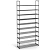 SONGMICS Scarpiera Slim, 10 Ripiani, in Metallo, 92 x 30 x 174 cm | Scaffale per Scarpe, per 40-50 Paia di Scarpe, per Ingresso Armadio Soggiorno, Nero, Collezione Deky LSA10BK