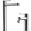 Parama Set miscelatore lavabo alto e bidet senza scarico in ottone cromato | Virna