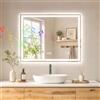 HOMCOM Specchio da Bagno LED 90 x 70 cm con Bluetooth, Orologio, Funzione Memoria, 3 Colori di Luce, Antiappannamento e Comando Touch, Argento