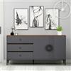 Homidea ZOE Console - Comò - Credenza - Tavola TV - con 2 ante e 3 cassetti dal design moderno 150 x 78,6 x 40 cm (antracite/noce)