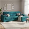 Dmora Divano Letto con Penisola Ombretta 285x160 cm Azzurro Sfoderabile Contenitore, Idrorepellente Trasformabile in Letto Rete Elettrosaldata