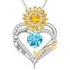 TINGN Collana da donna in argento - 18 carati placcato oro bianco 12 mesi, pietra portafortuna, collana da donna, girasole, cuore, zirconi, regalo di compleanno per donne, fidanzate, mamma gioielli