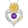 TINGN Collana da donna in argento - 18 carati placcato oro bianco 12 mesi, pietra portafortuna, collana da donna, girasole, cuore, zirconi, regalo di compleanno per donne, fidanzate, mamma gioielli