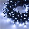 LOTTI IMPORTEX SRL Catena luminosa di Natale lineare 100 led, bianco, luci natalizie per esterno, timer, controller 8 giochi di luce, 2+5 m